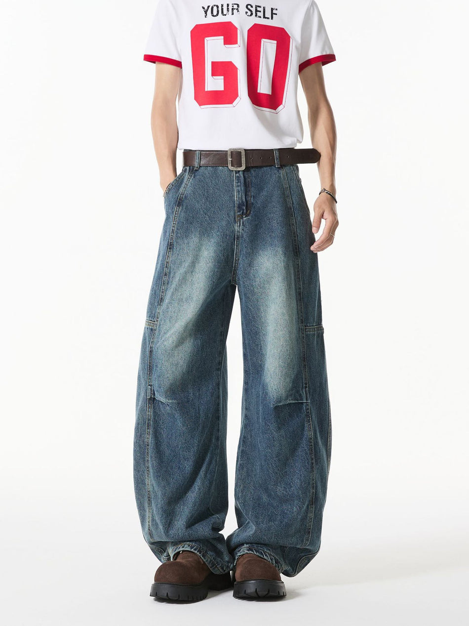 313 American Retro Pleated Scimitar Jeans, Wide-Leg Deconstructed