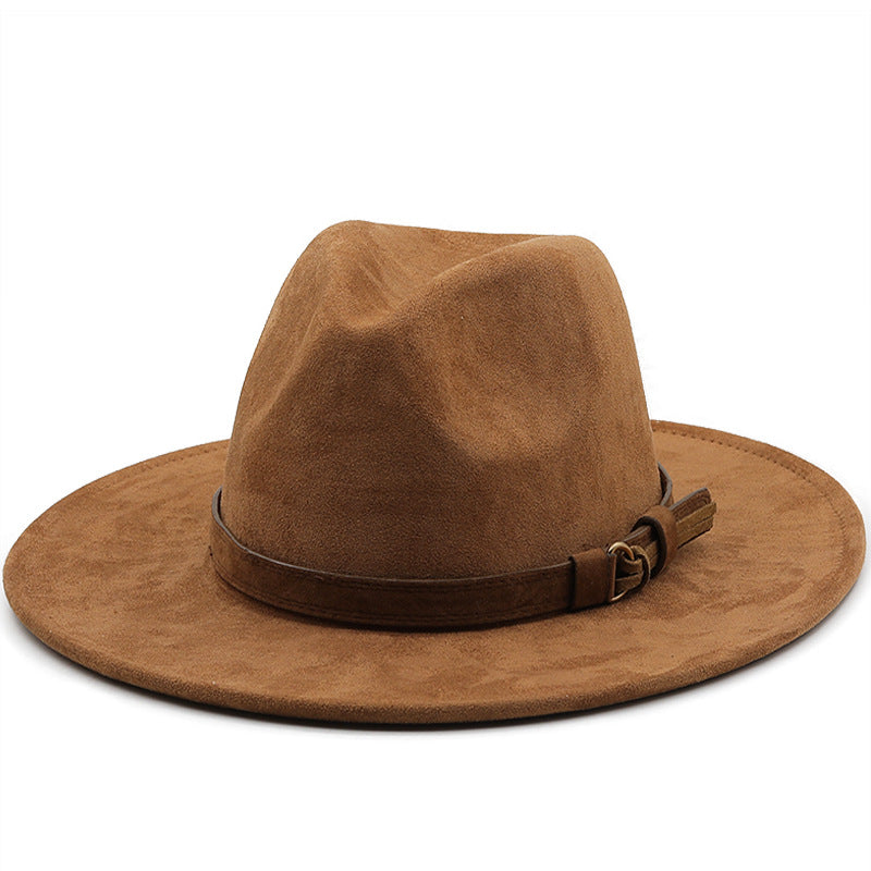 Unisex Suede Western Cowboy Fedora Top Hat