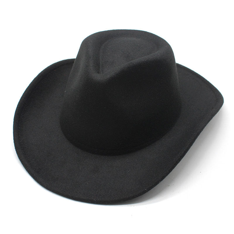 Unisex Retro Western Woolen Felt Cowboy Fedora Hat