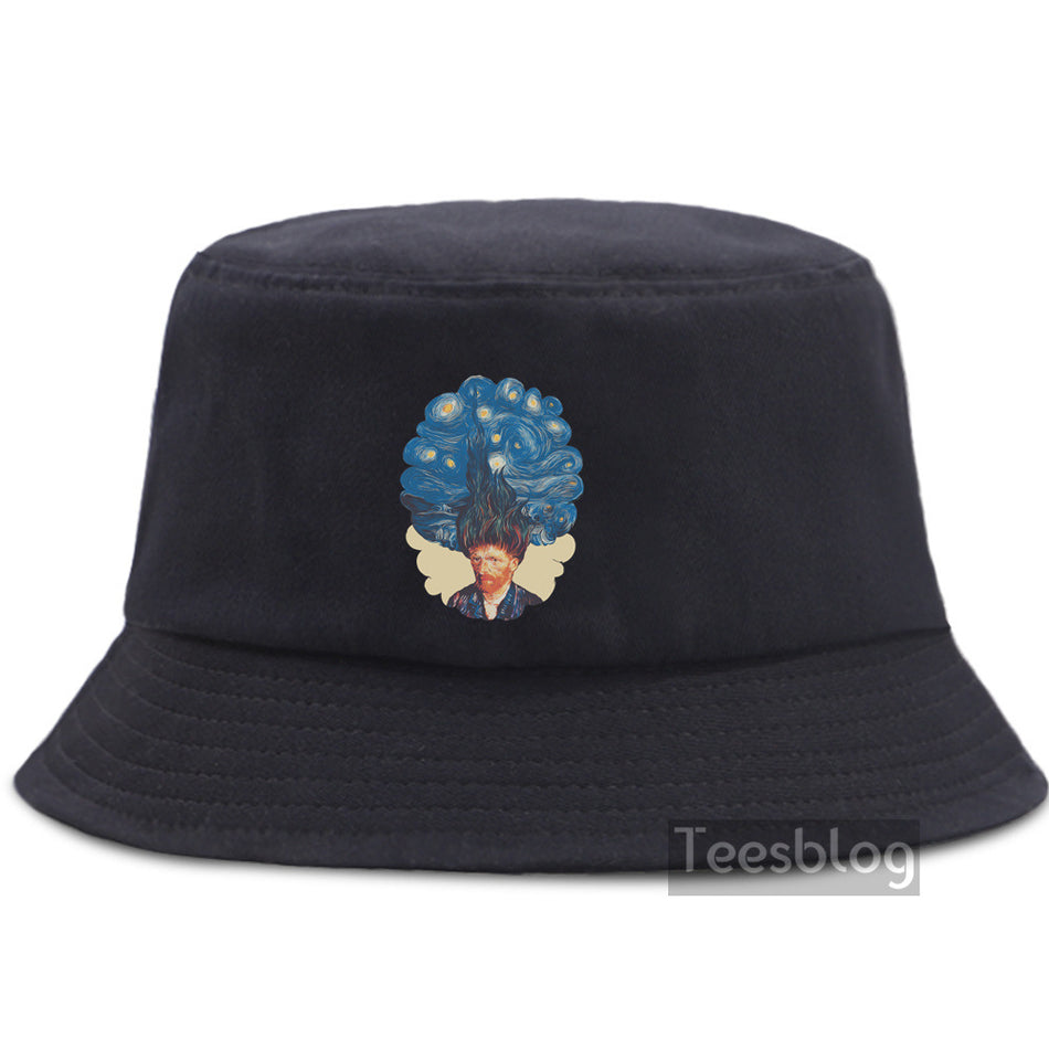 Unisex Van Gogh Oil Painting Cotton Bucket Sun Hat