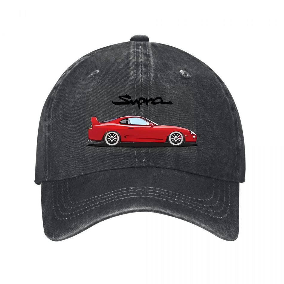 Supra Red Sports Car Graphic Unisex Baseball Cap