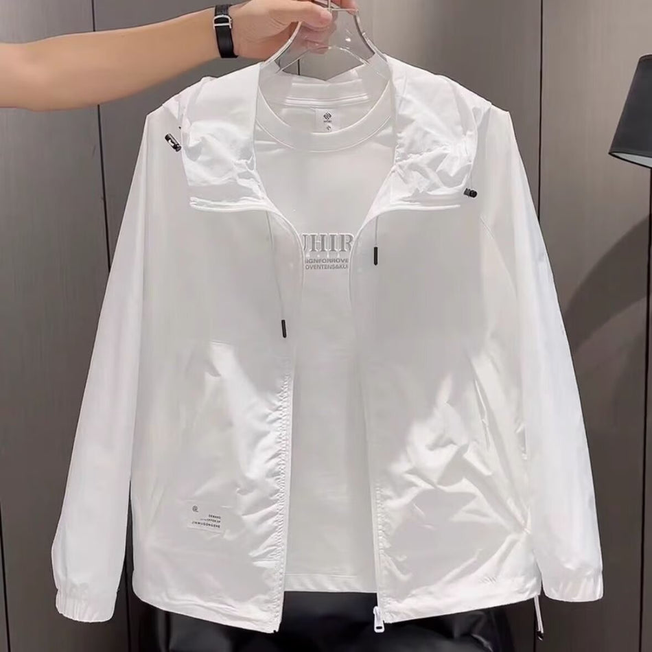 Unisex Loose Hooded Hong Kong Style Thin Jacket