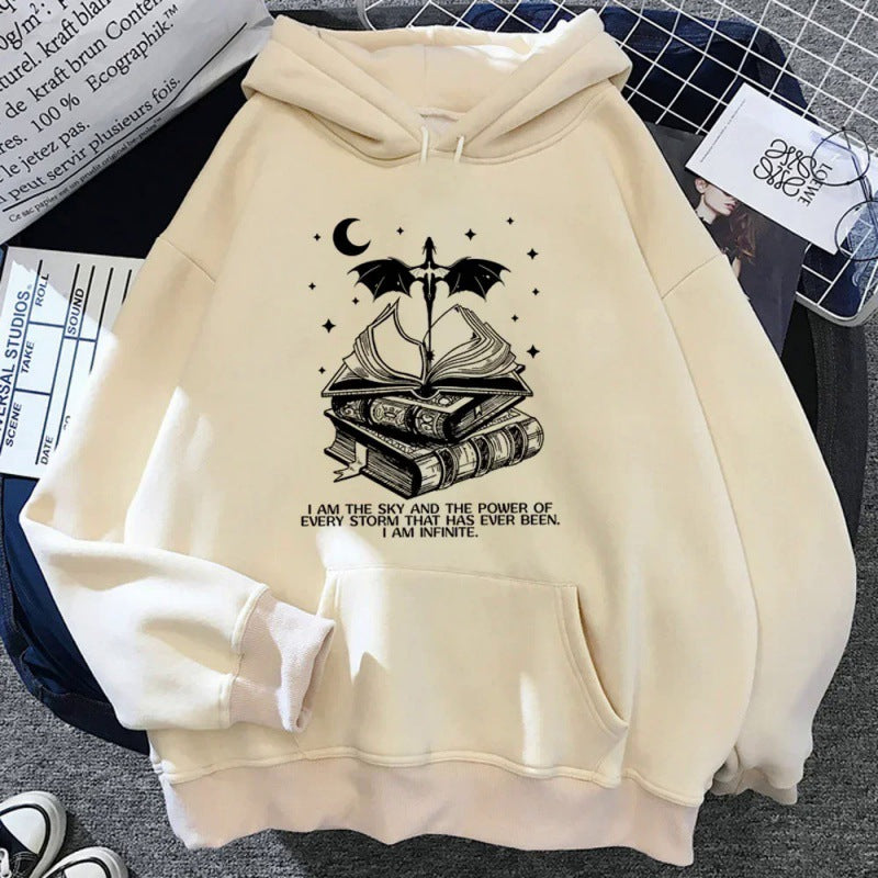 Women's Graphic Print Khaki Hip-Hop Hoodie
