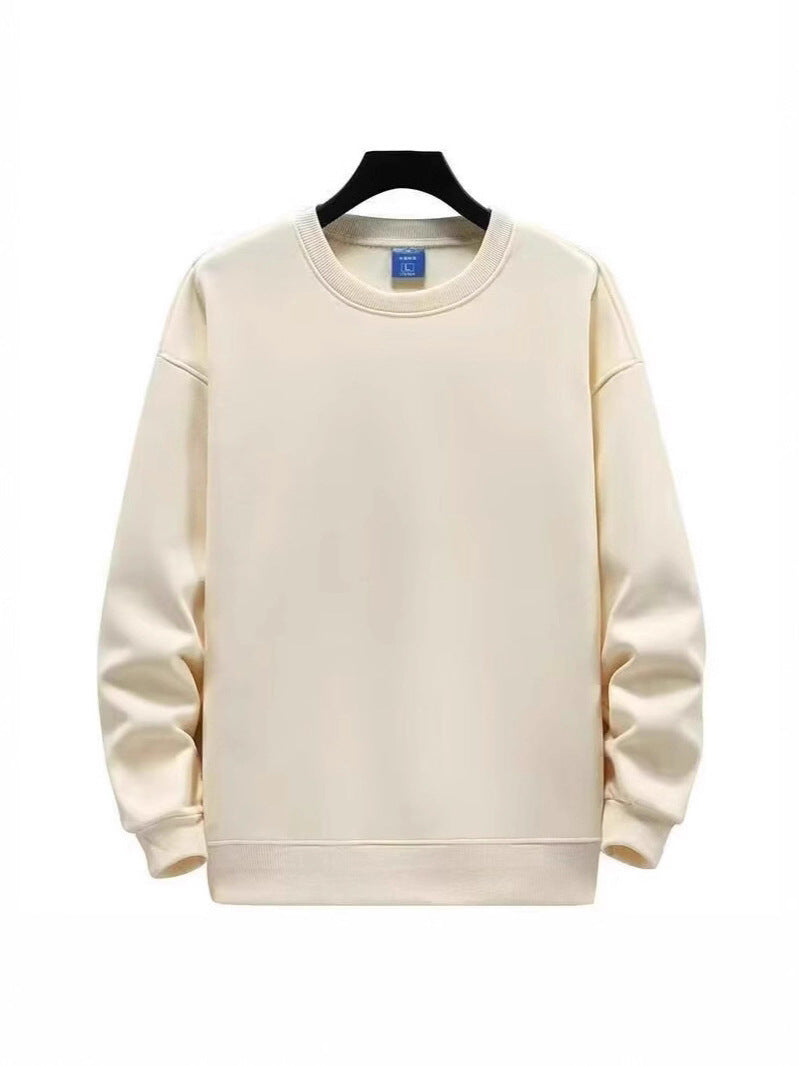 Unisex Loose Thickened Fleece Crewneck Solid Color Pullover Top