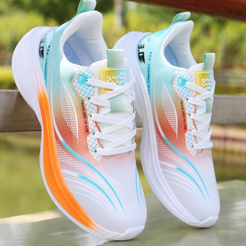 Unisex Waterproof Leather Color Block Casual Shoes