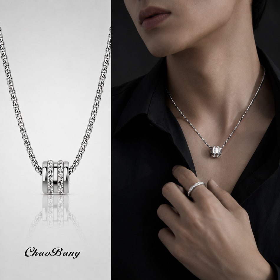 Diamond Small Waist Titanium Steel Pendant Necklace for Men
