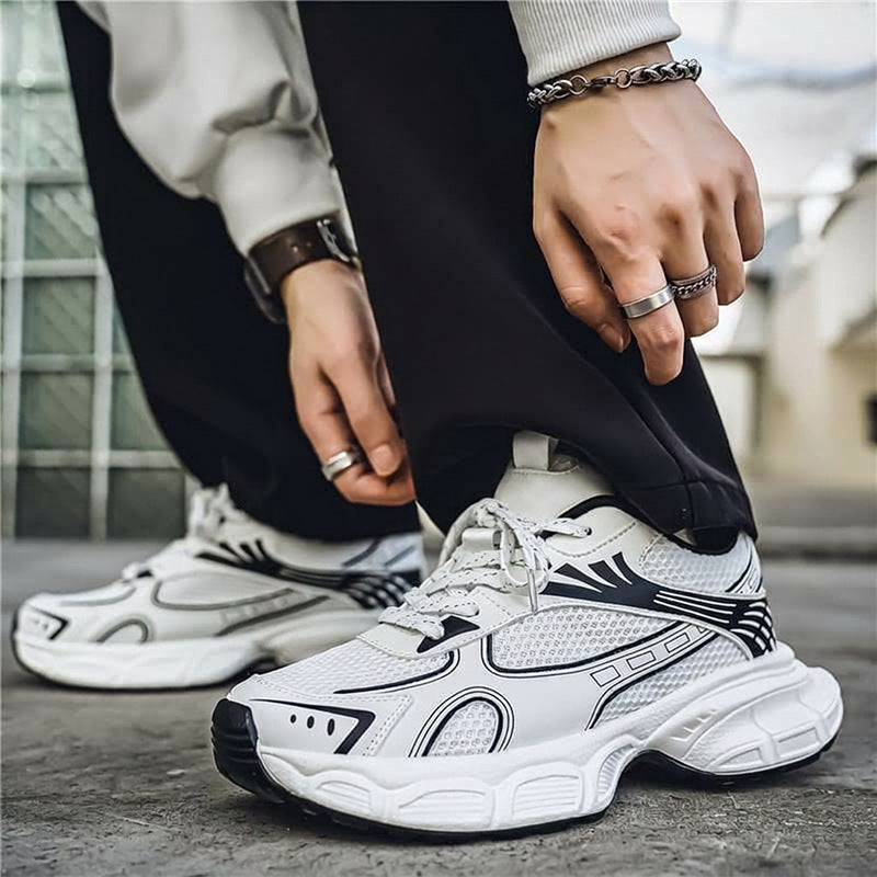 Two-Tone Mesh Thick-Soled Running Shoes for Men