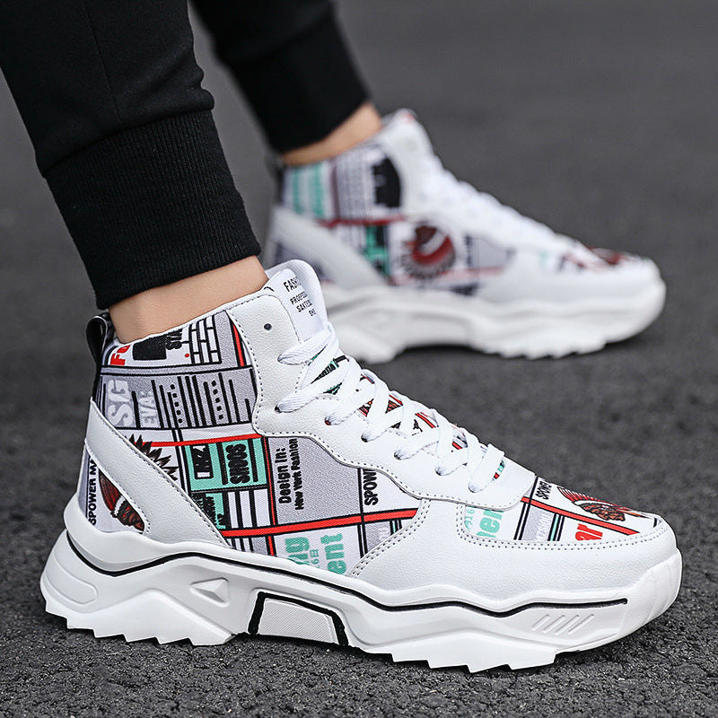 Graffiti Mid-Top Casual Sports Shoes for Men