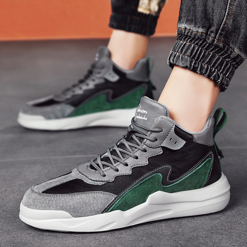 Fleece-Lined Mid-Top Lace-Up Casual Shoes for Men