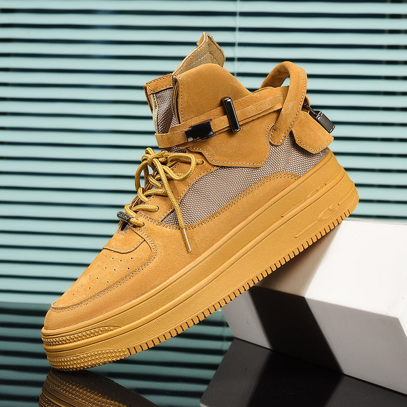 Breathable High-Top Platform Lace-Up Shoes for Men