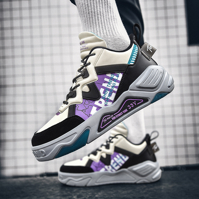 Colorblock High-Top Platform Casual Shoes for Men