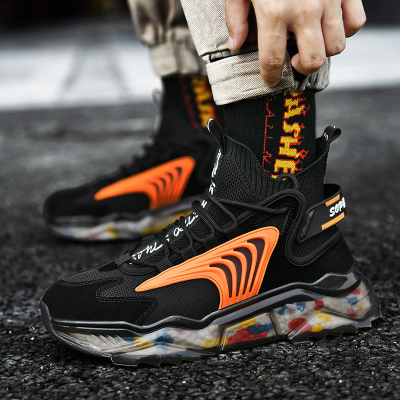 Breathable Fly-Woven Sock Shoes with Thick Soles for Men