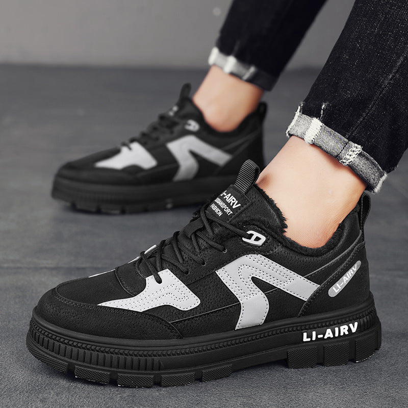 Fleece-Lined Thick-Soled Low-Top Shoes for Teenagers