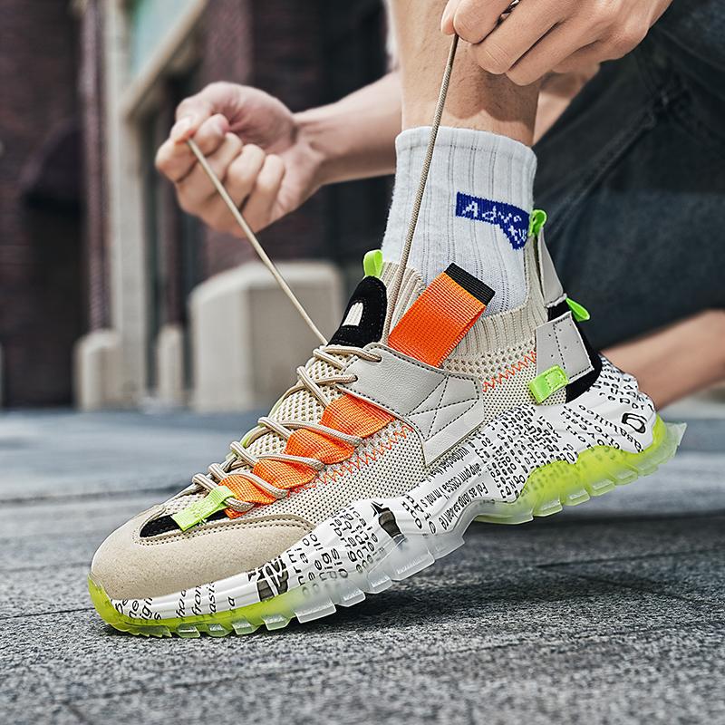 Breathable Fly-Woven Thick-Soled Sock Shoes for Men