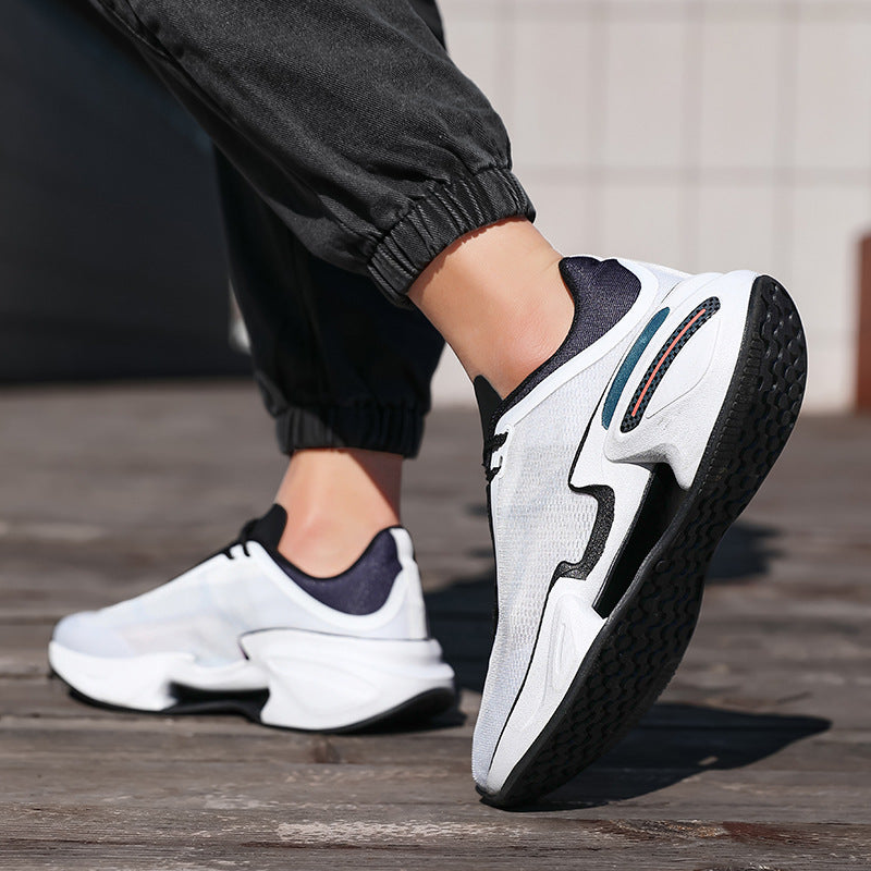 Contrast-Color Thick-Soled Lace-Up Shoes for Men