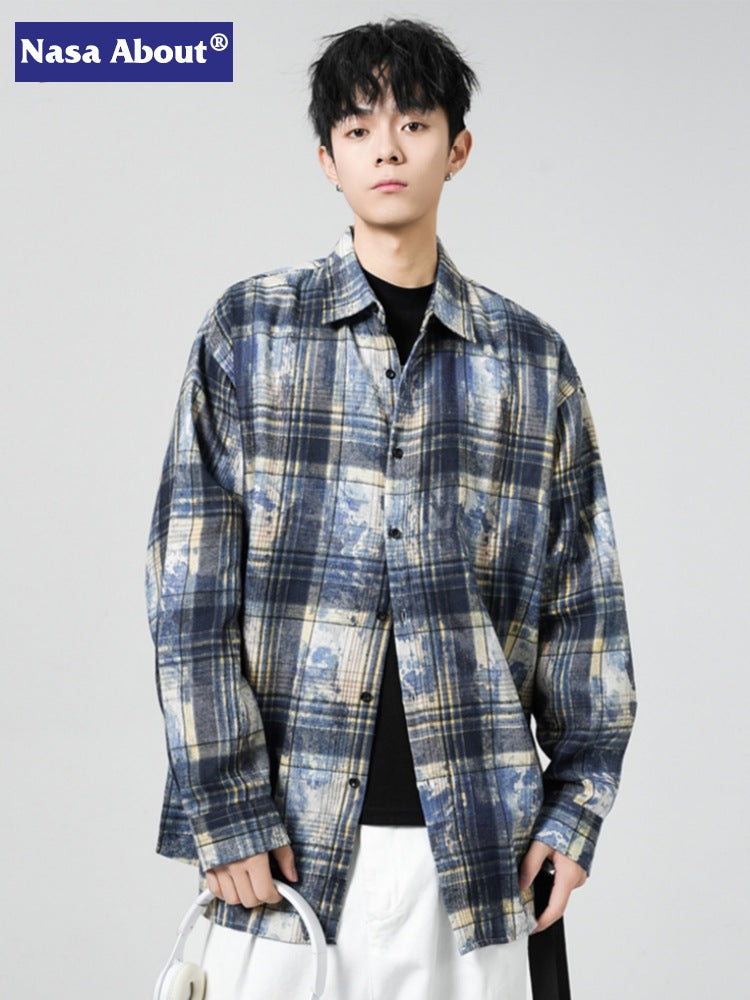 American Style Plaid Men's Loose Casual Long-Sleeve Shirt Jacket