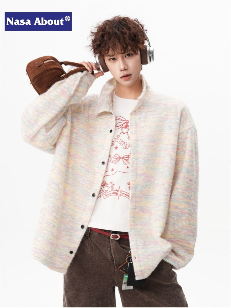 American Retro Colorful Long-Sleeve Casual Shirt for Men