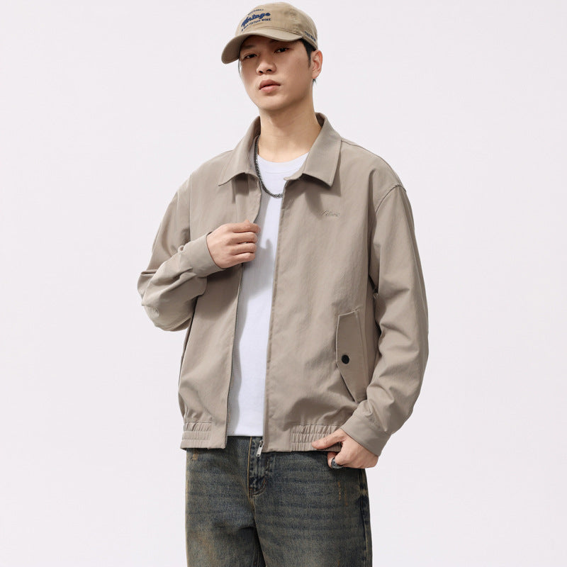 Embroidered Retro Harrington Jacket for Men