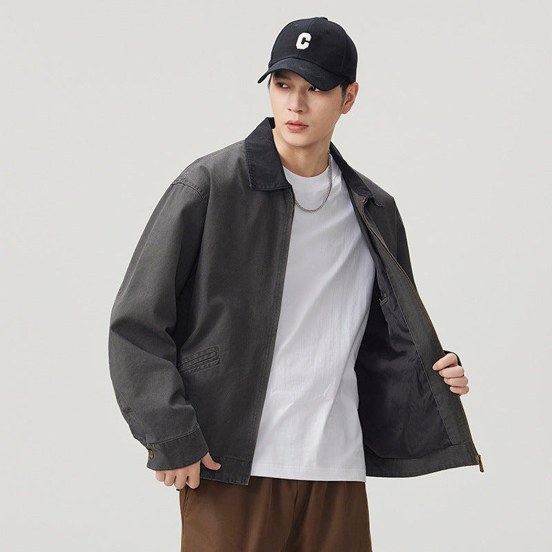 Distressed Washed Canvas Detroit Jacket for Men