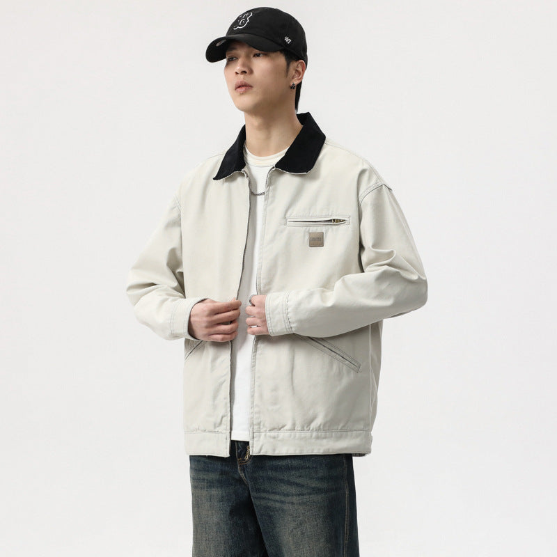 Retro Contrast Lapel Frock Coat for Men