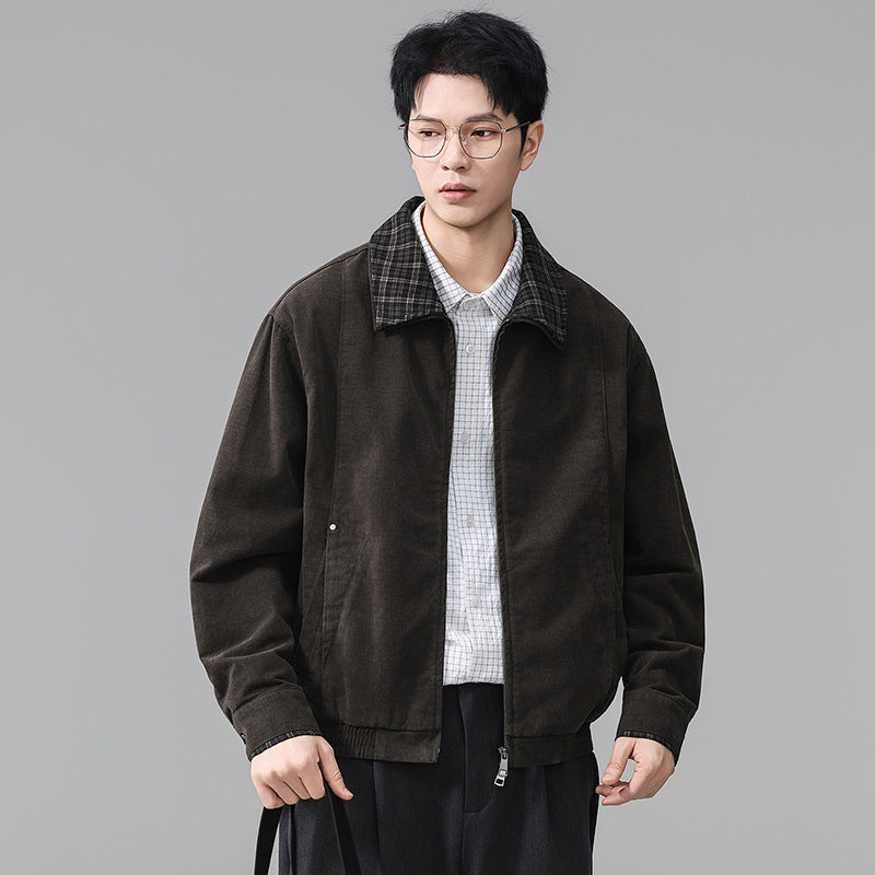 Pure Cotton Vintage Barn-Style Jacket with Turn-Down Collar