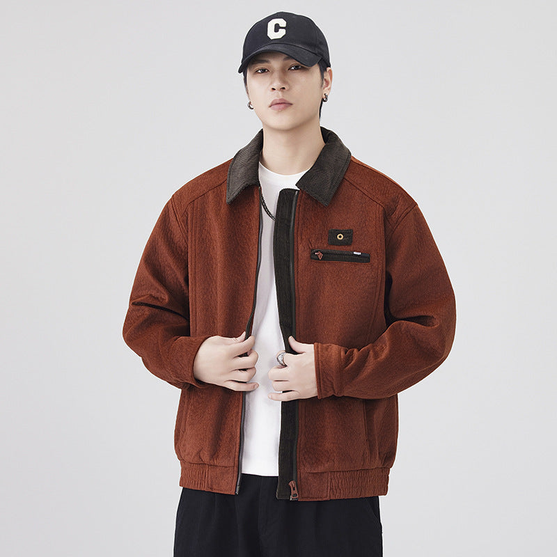 American Retro Corduroy Workwear Jacket for Men