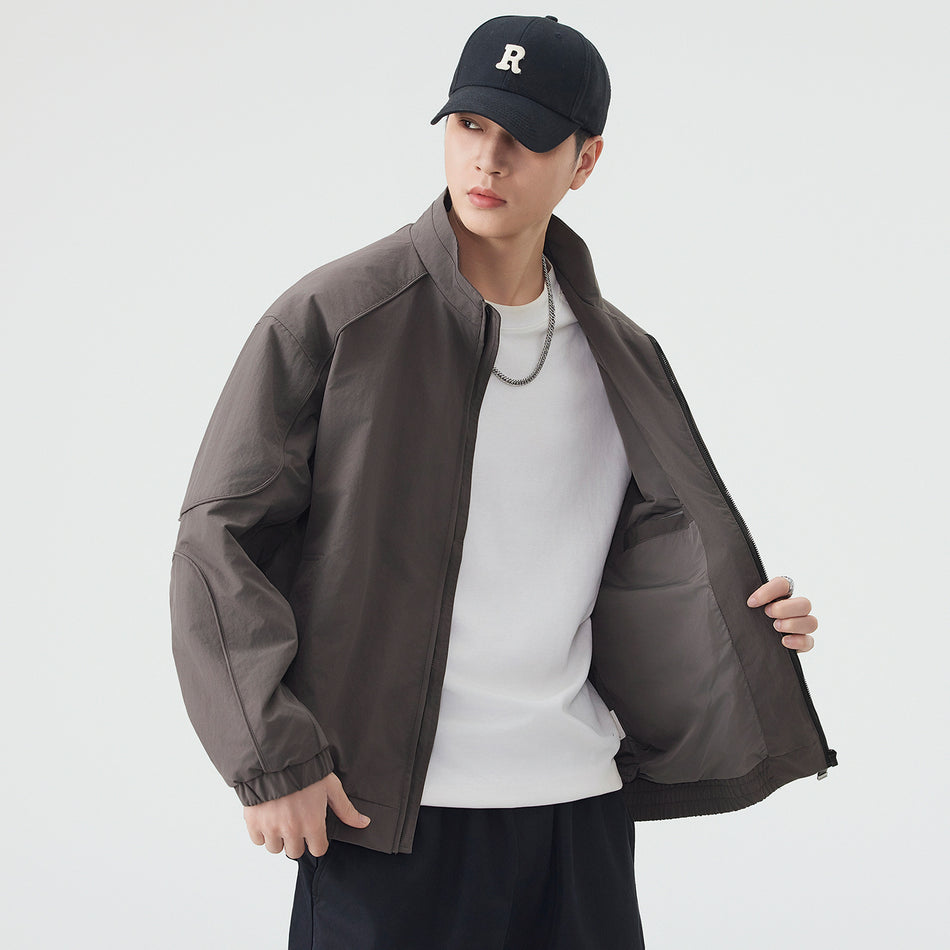 Embroidered Logo Stand Collar Workwear Jacket for Men