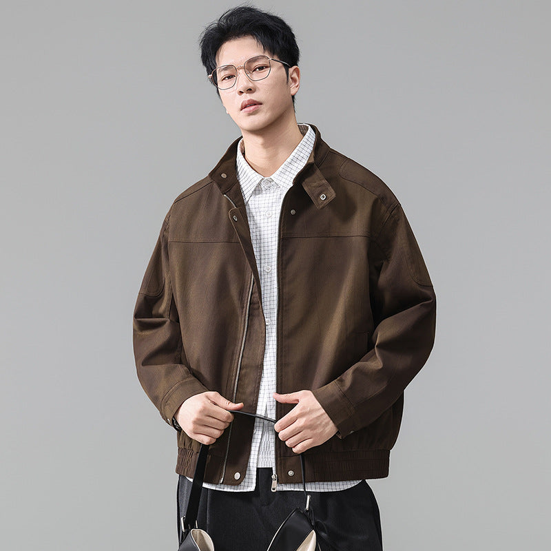 American Retro Stand Collar Flight Workwear Jacket for Men
