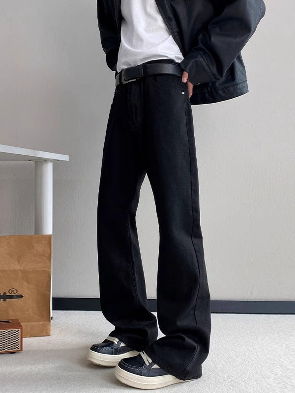Black Washed Scimitar Straight-Leg Jeans for Men