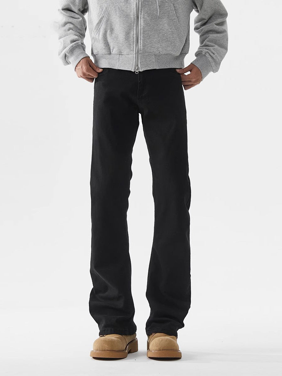 Black Cleanfit Micro-Flare Straight Jeans for Men