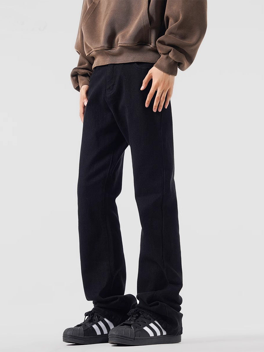 Blue High-Waist Scimitar Straight-Leg Jeans for Men