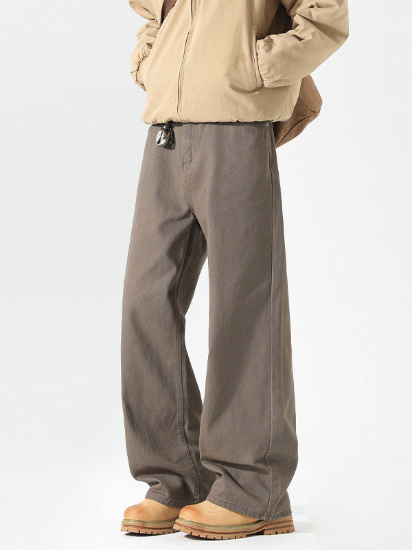 Pure Cotton Washed Wide-Leg Jeans for Men