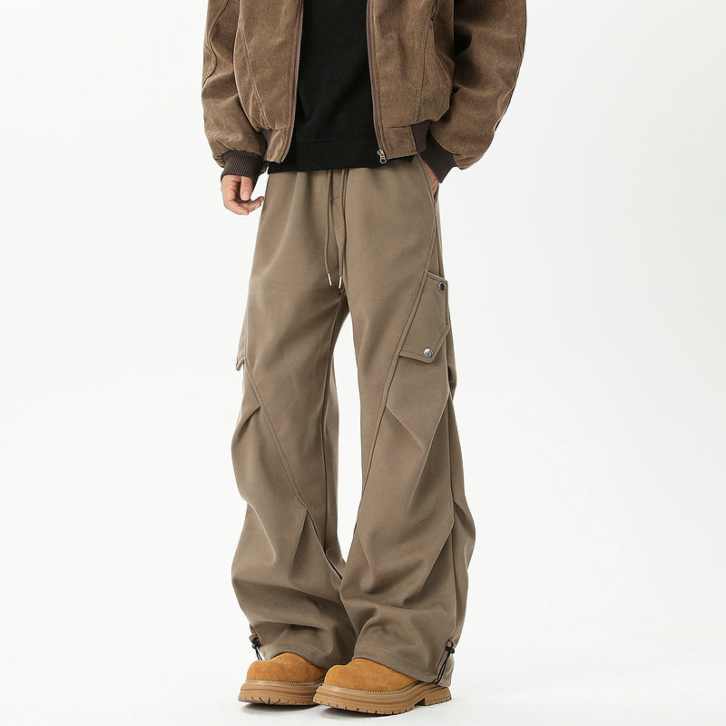 American Heavy Pleated Wide-Leg Casual Pants for Men