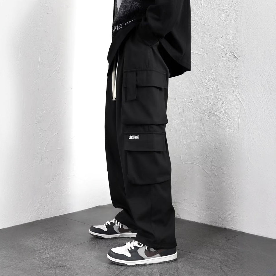American-Style Loose Multi-Pocket Straight Cargo Pants for Men