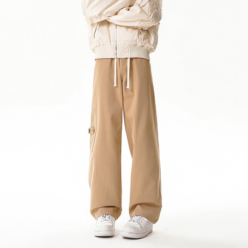 American Retro Cotton Loose Straight-Leg Workwear Pants for Men