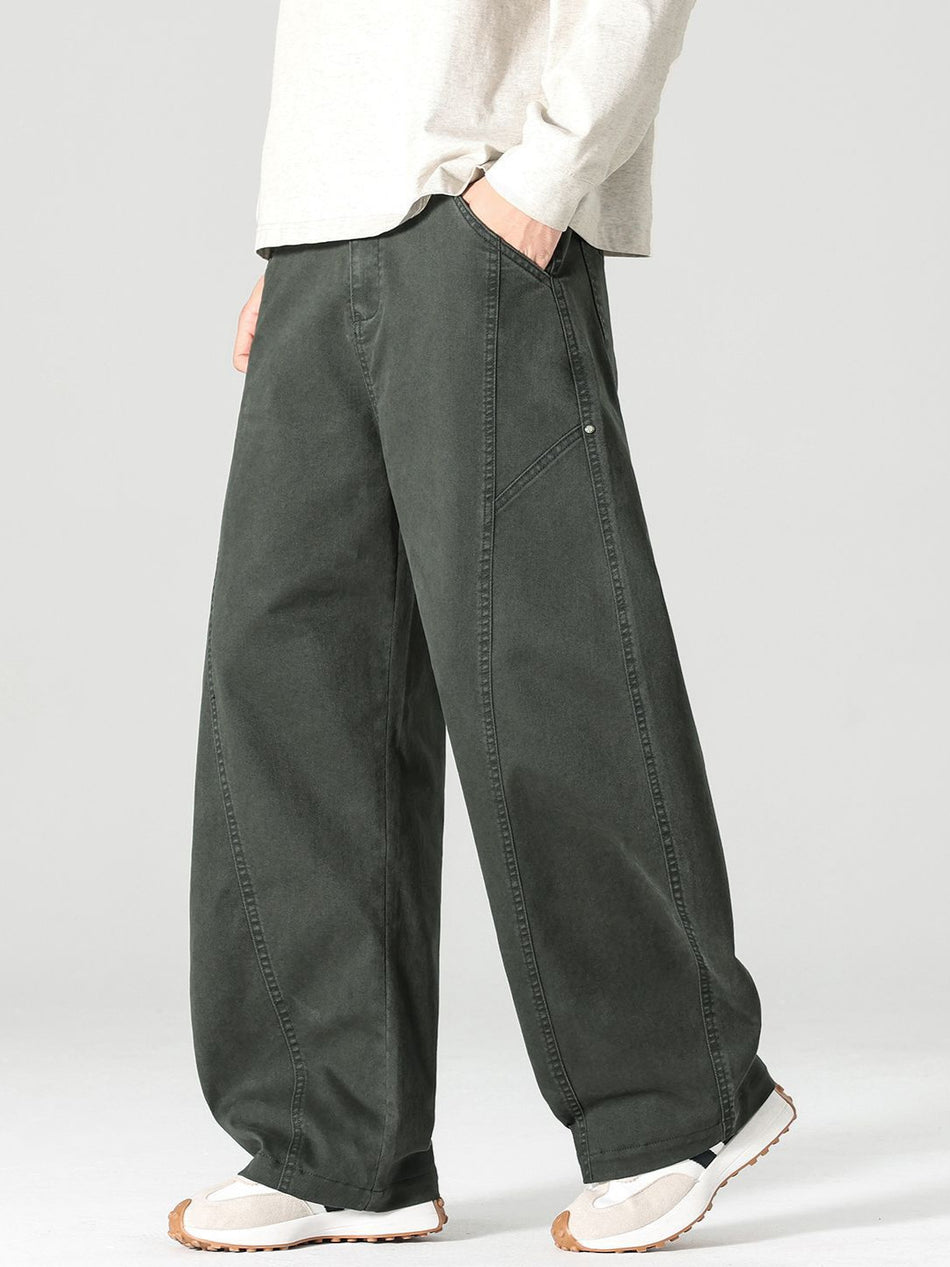 American Retro Distressed Curved Wide-Leg Casual Pants for Men