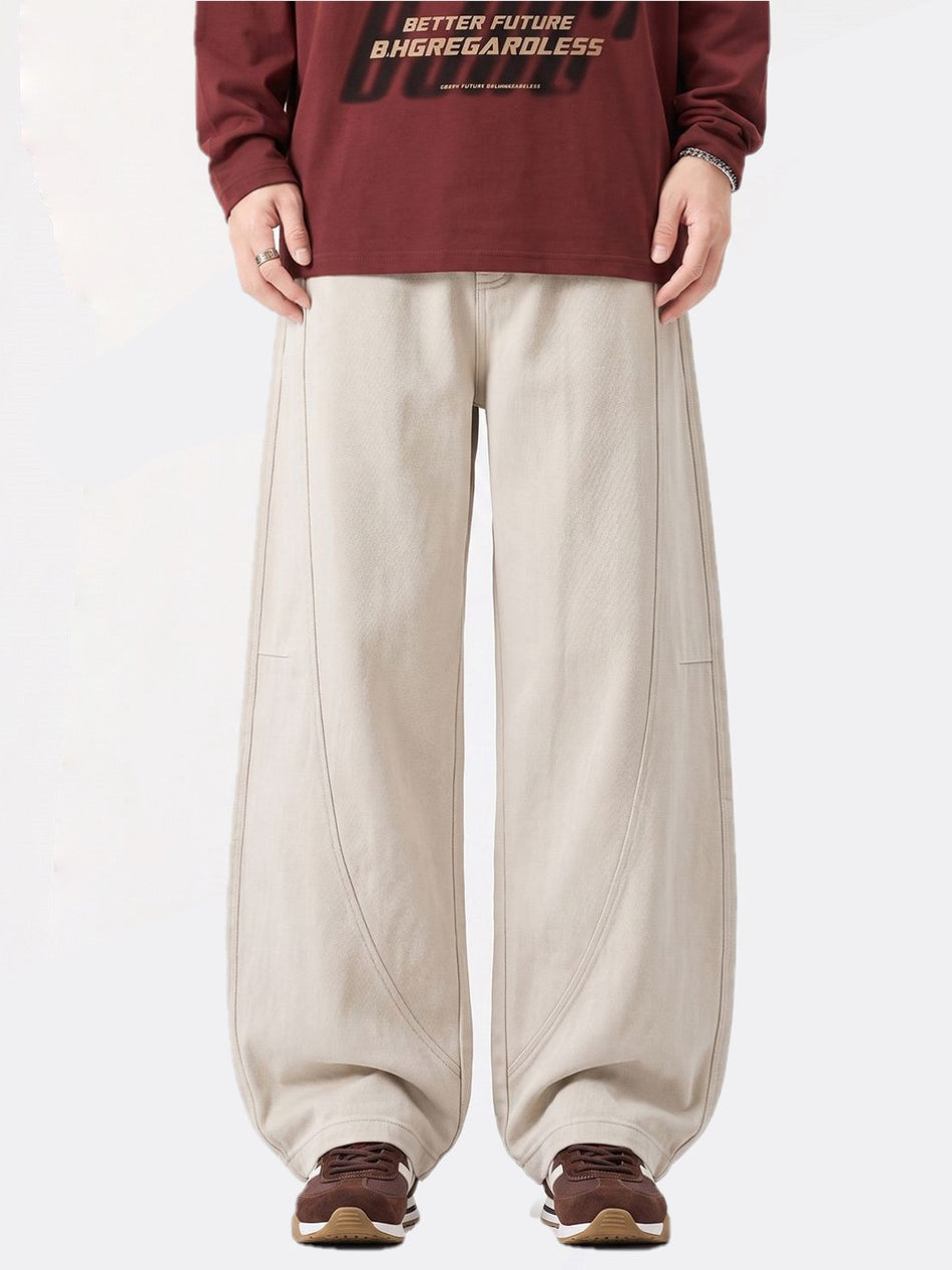 Pure Cotton Loose Solid Color Street Pants for Men