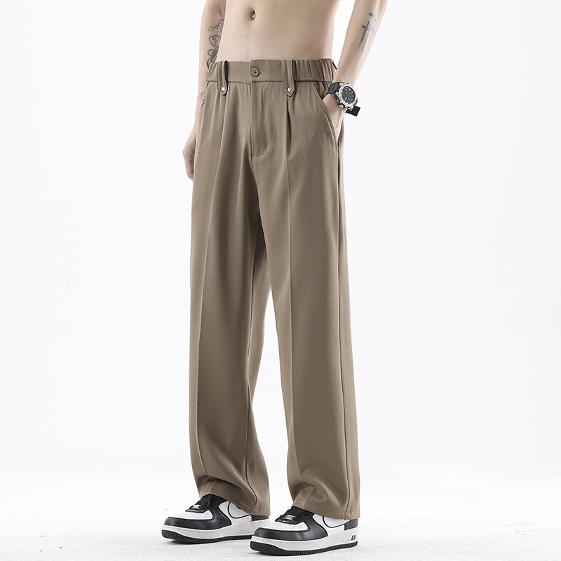 Shanggu Men's Ice Silk Draped Summer Suit Casual Pants