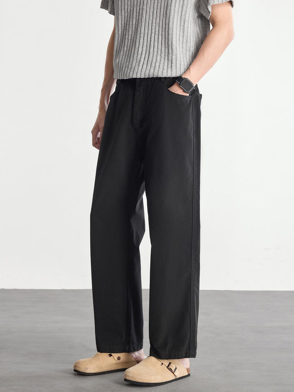 Shanggu Men's Pure Cotton Loose Straight-Leg Cropped Pants