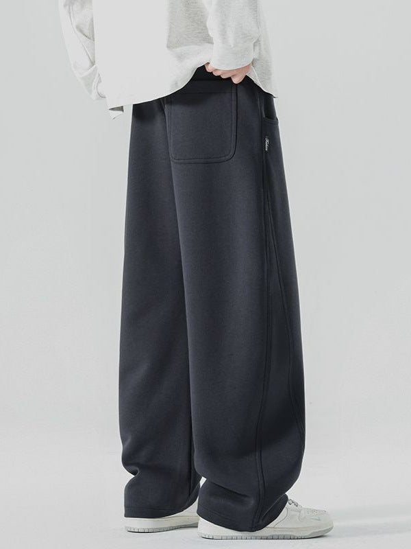 Shanggu Men's Loose Straight Knit Wide-Leg Casual Pants
