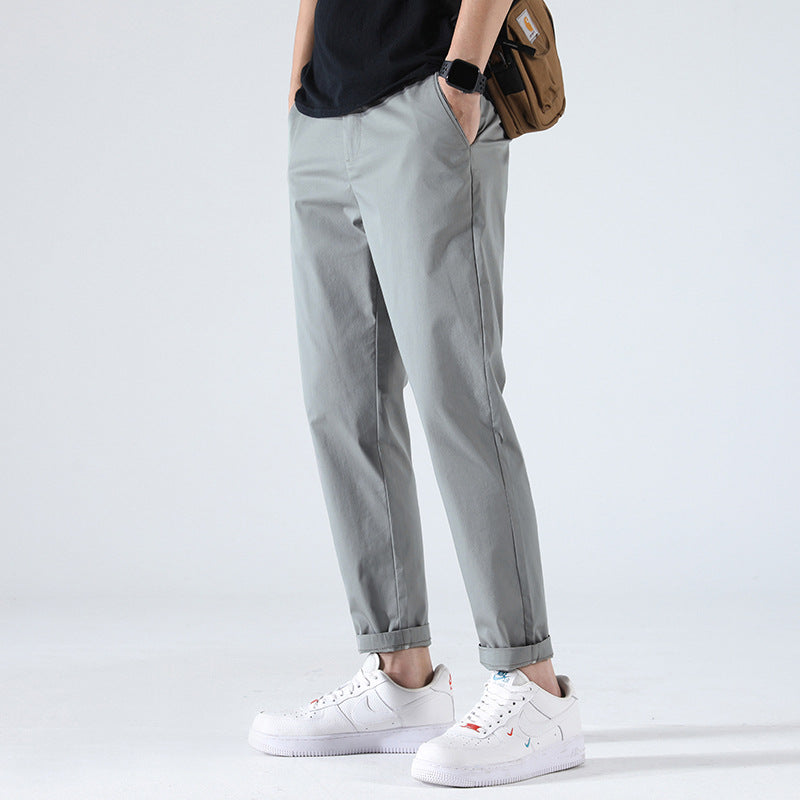 Shanggu Men's Ice Silk Loose Straight-Leg Cropped Pants