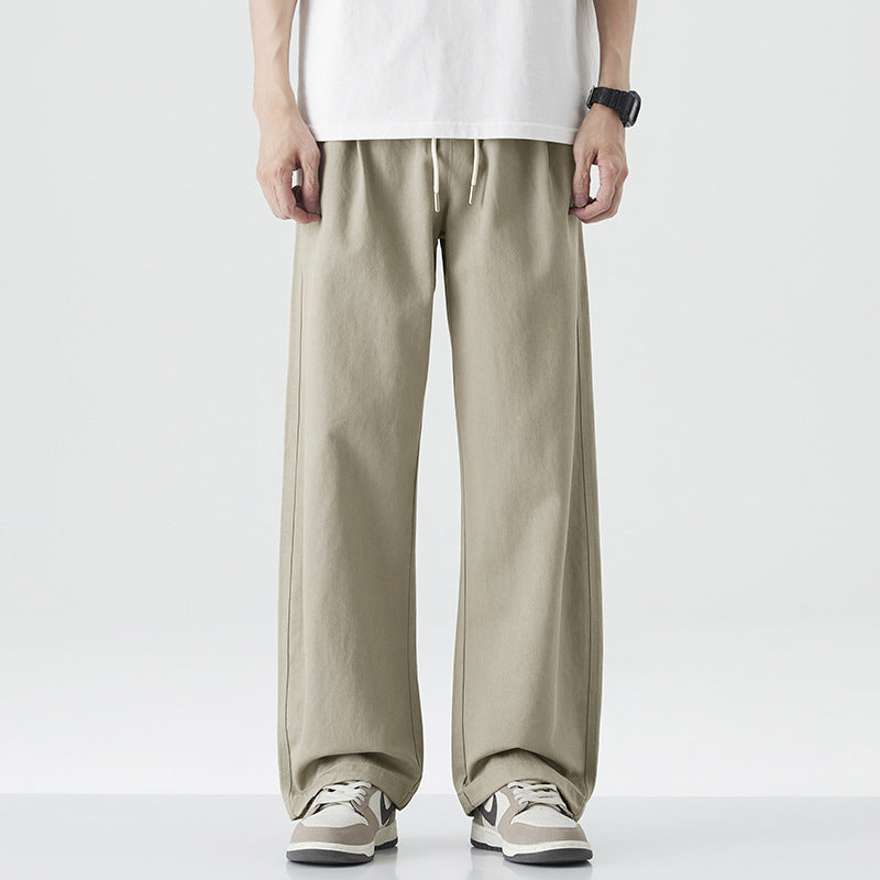 Shanggu Men's Lyocell Tencel Loose Straight Wide-Leg Pants