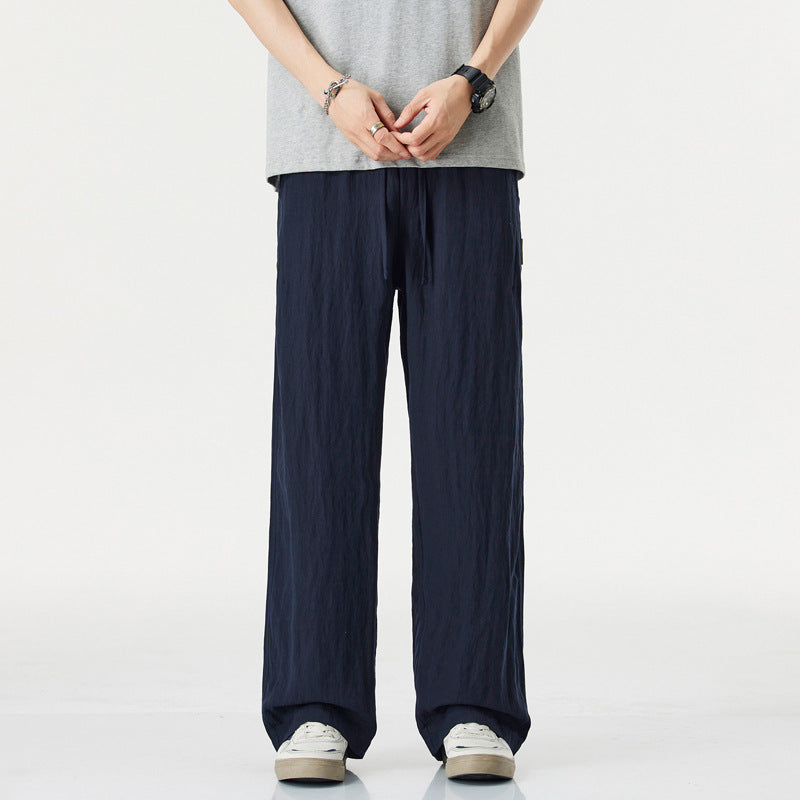 Shanggu Men's Cotton Linen Loose Wide-Leg Summer Pants