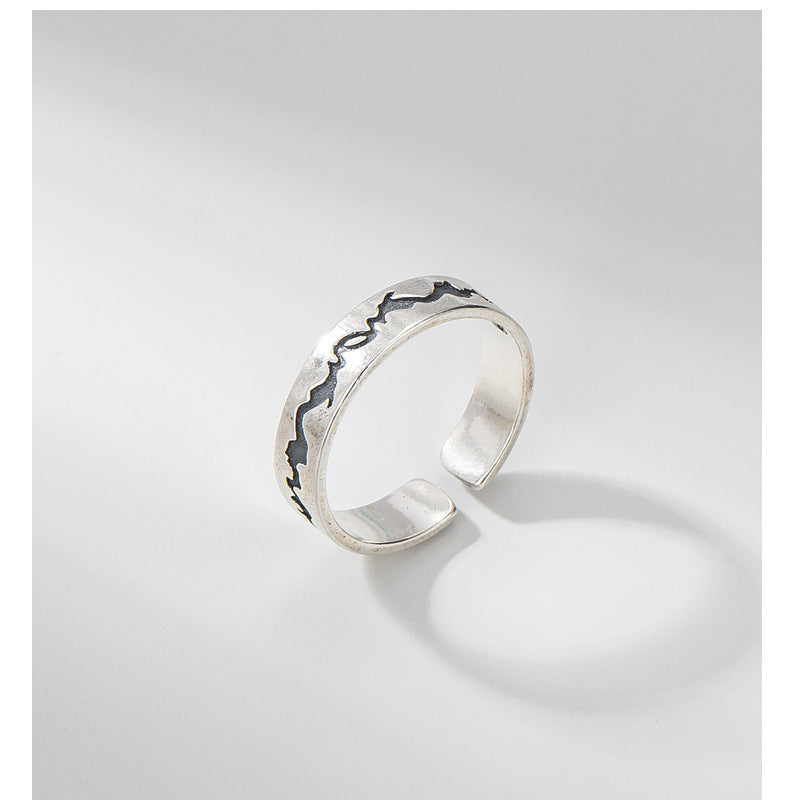 Runxin Men's Retro Hip-Hop Adjustable Open Statement Ring
