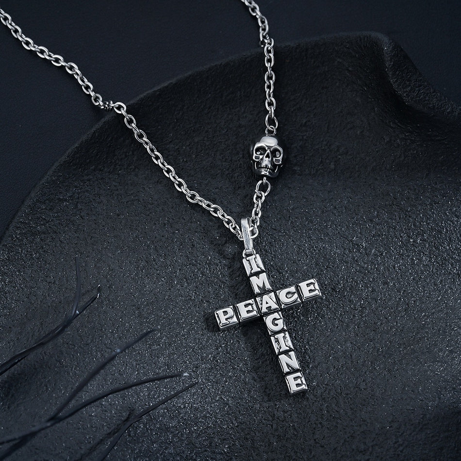 Cross Skull Pendant Necklace for Men
