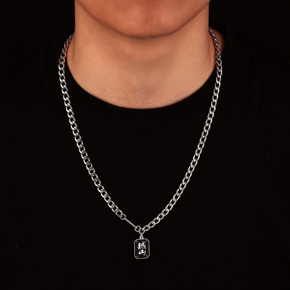 Unisex Square Titanium Steel Nameplate Chain Necklace