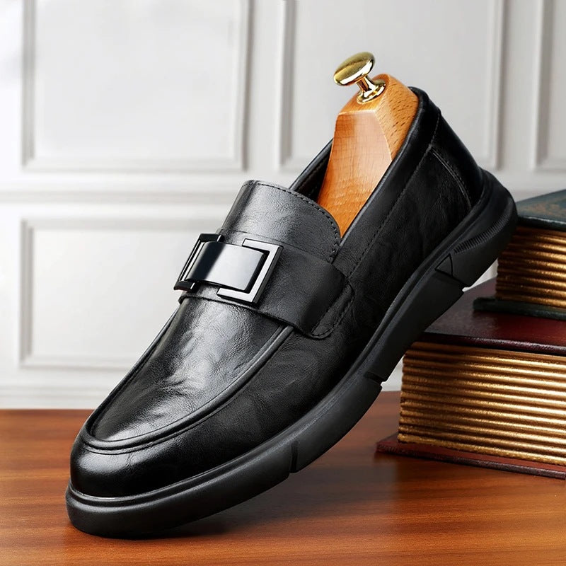 : Men's Genuine Leather British Style Slip-On Formal Shoes