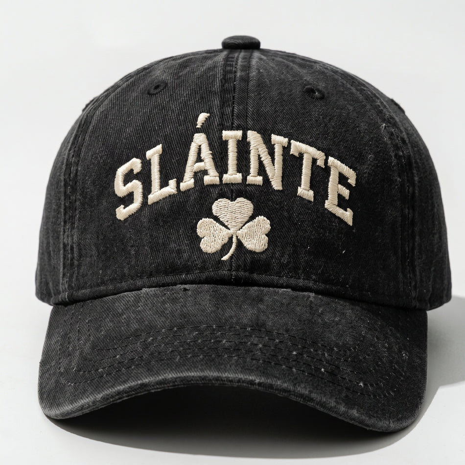 3D Letter Embroidered Washed Vintage Baseball Cap