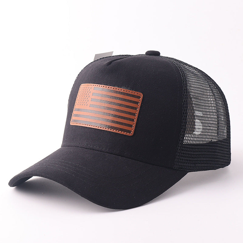 Suede Flag Mesh Trucker Baseball Cap European American Style