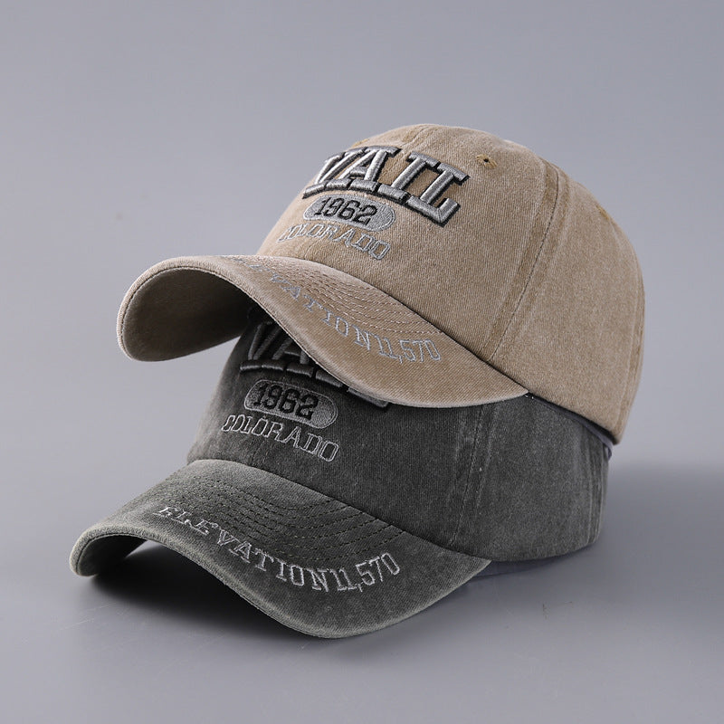 3D Letter Embroidered Washed Denim Cotton Baseball Cap
